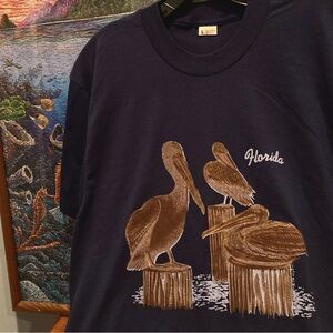 Vintage 80s Florida Pelicans Single Stitch Screen Stars NOS Souviner Tee